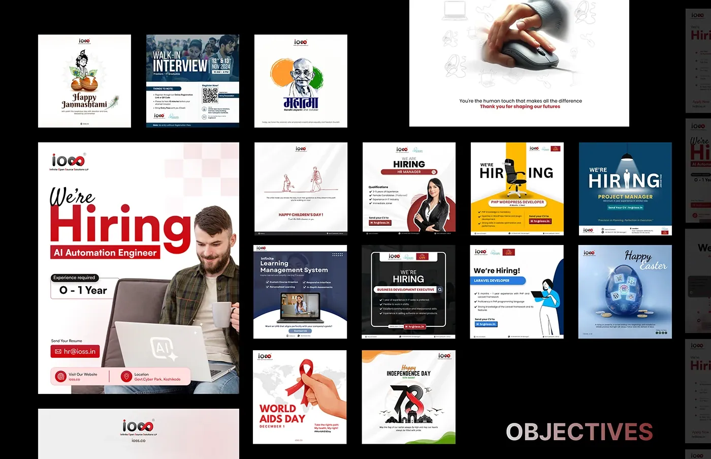 iOSS social media collection: hiring, festival and awareness posts