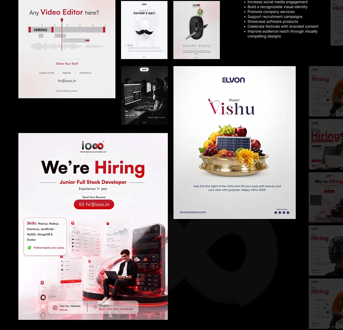 iOSS social media collection: hiring posters and festival greetings
