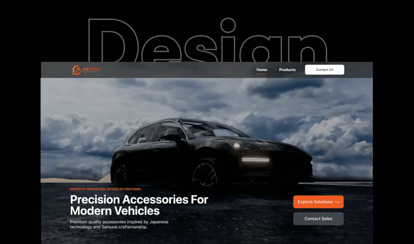 Vectra Auto redesigned homepage hero: precision accessories for modern vehicles