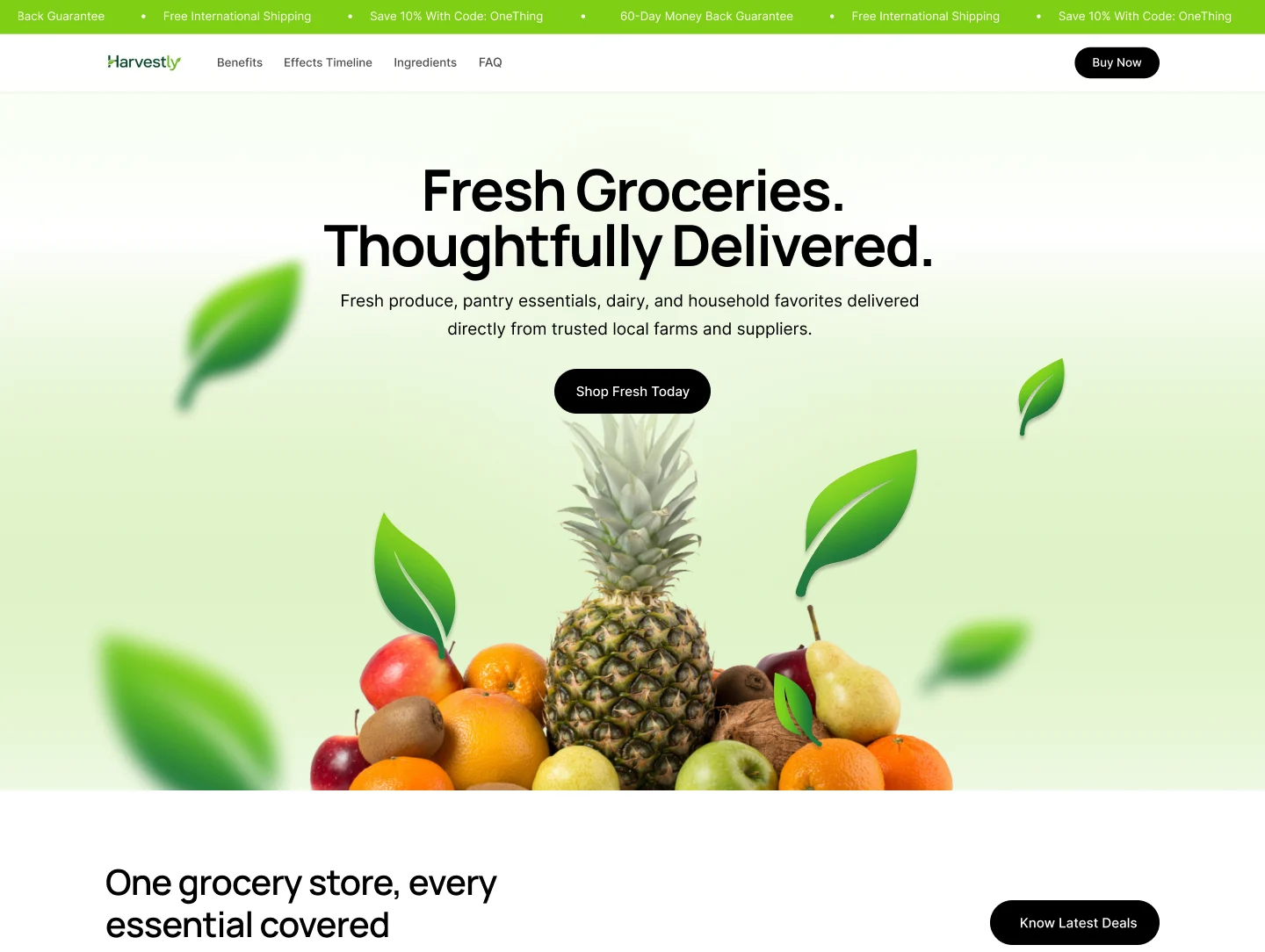 Harvestly – Fresh Grocery Delivery Website Design – Website Design, E-commerce project by Punya Jayarajan