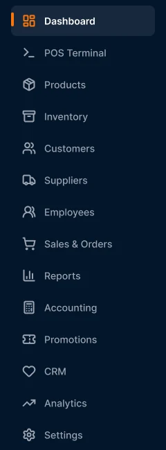 FreshMart POS component: Sidebar navigation