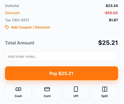 FreshMart POS component: Order totals and payment