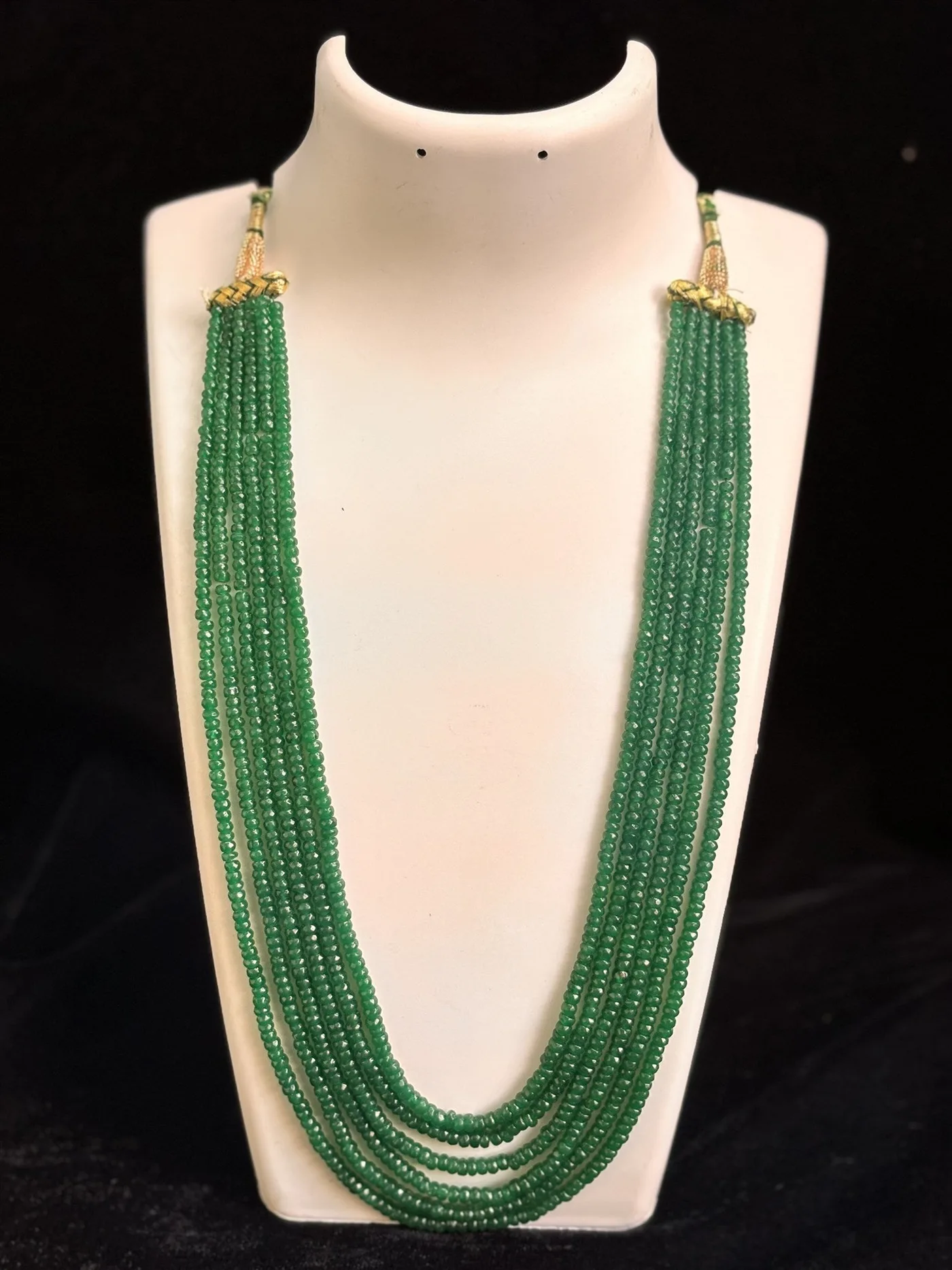 Six strand emerald crystal necklace