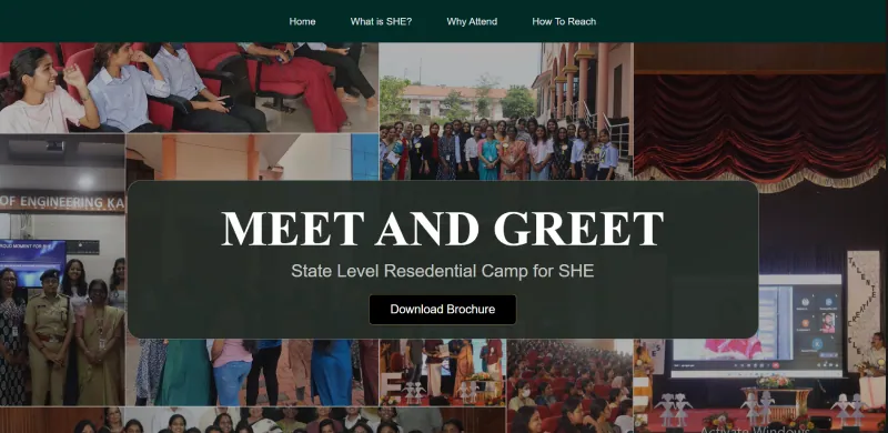 Meet and Greet state level residential camp hero banner for SHE